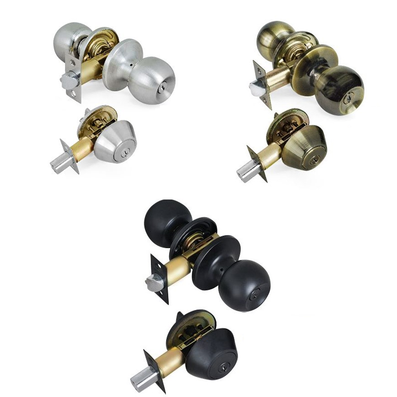 Combo Lockset Door Knob 2 Pack Keyed Alike