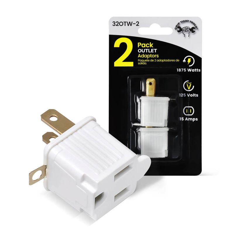 Single Outlet Grounding Adapter 15A 125V 2pk