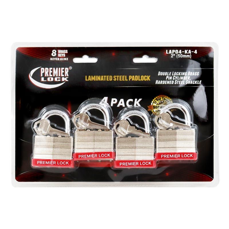 2" Nickel Plated Laminated Steel Keyed Alike Padlock