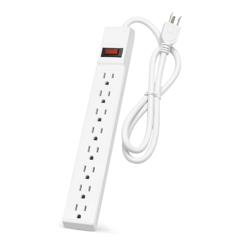 Outlet Power Strip 8 Outlet 2.5ft Cord