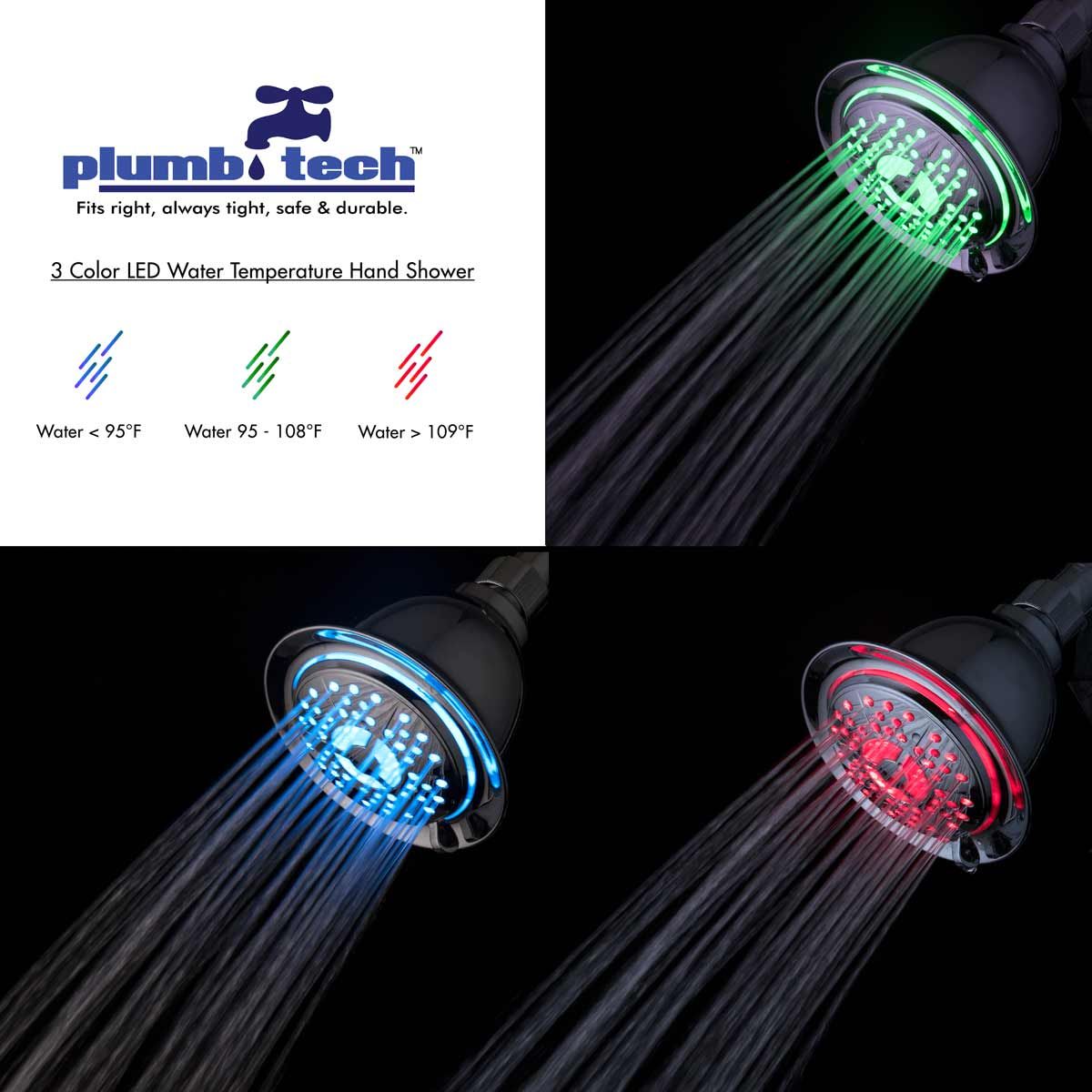 3 Color LED Shower Head