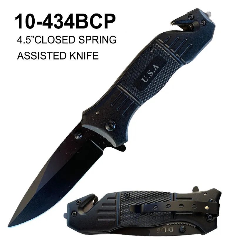 Pocket Knife Spring 3-1/4" Blade Black USA