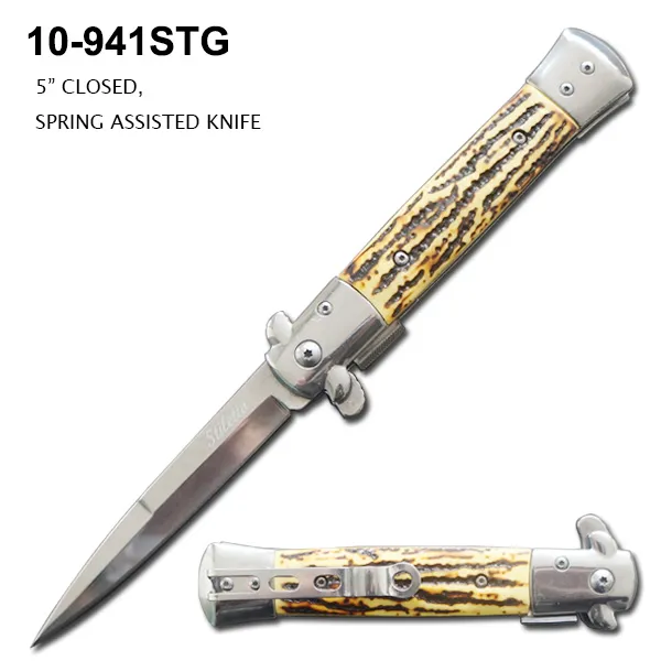 Pocket Knife 3-3/4" Spring Assist Slim Elit Edge Bone
