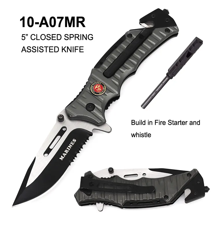 Pocket Knife 4" Marine w/ Whistle & Fire Starter