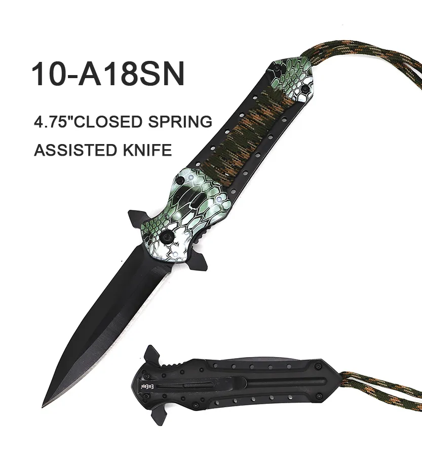 Pocket Knife 3-1/2" Blade Spring Assist Dagger w/Paracord