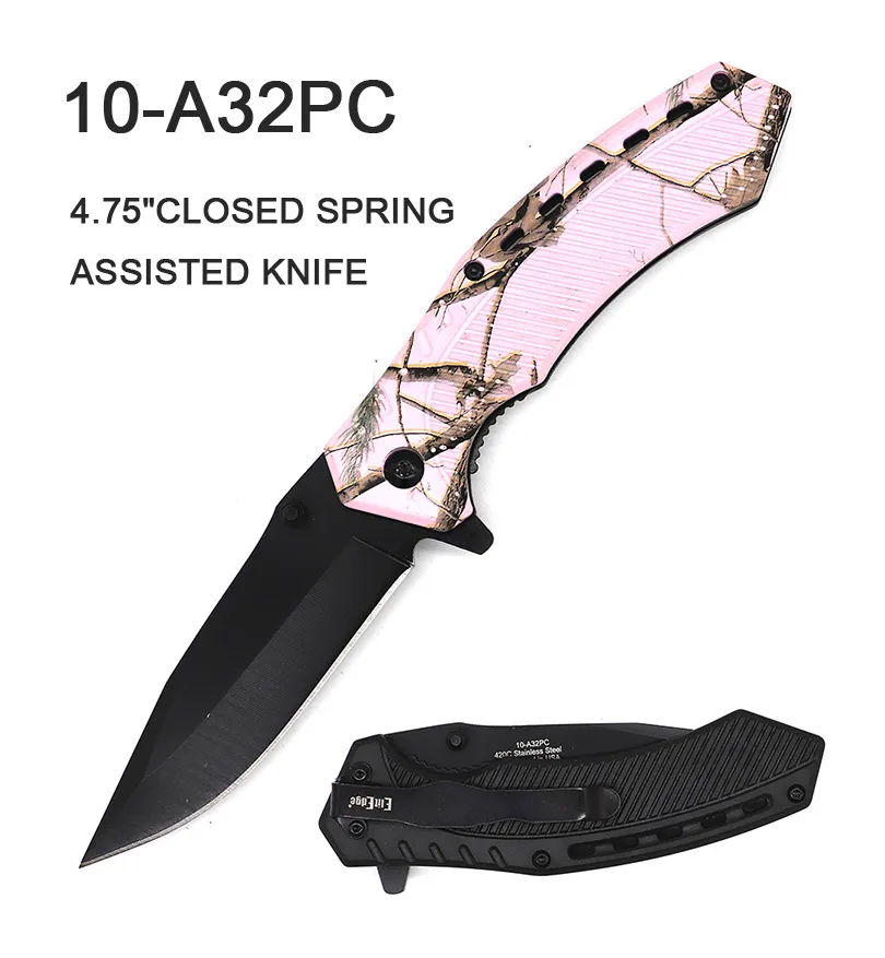 Pocket Knife 3-1/2" Blade Pink Camo
