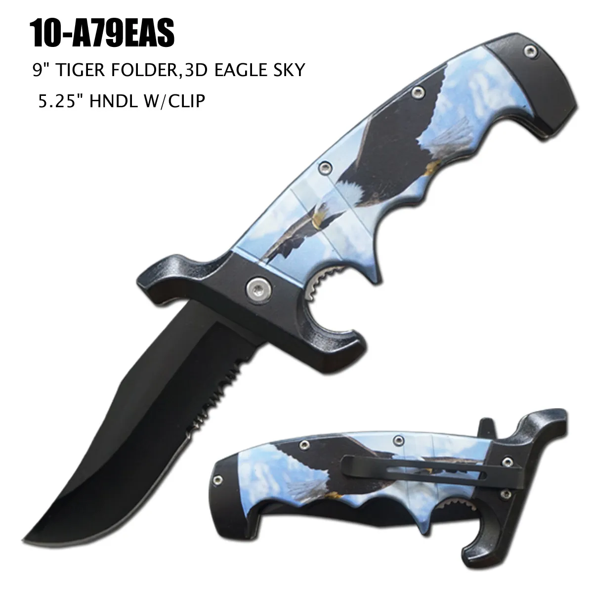 Pocket Knife 3-1/2" Serrated Blade Eagle