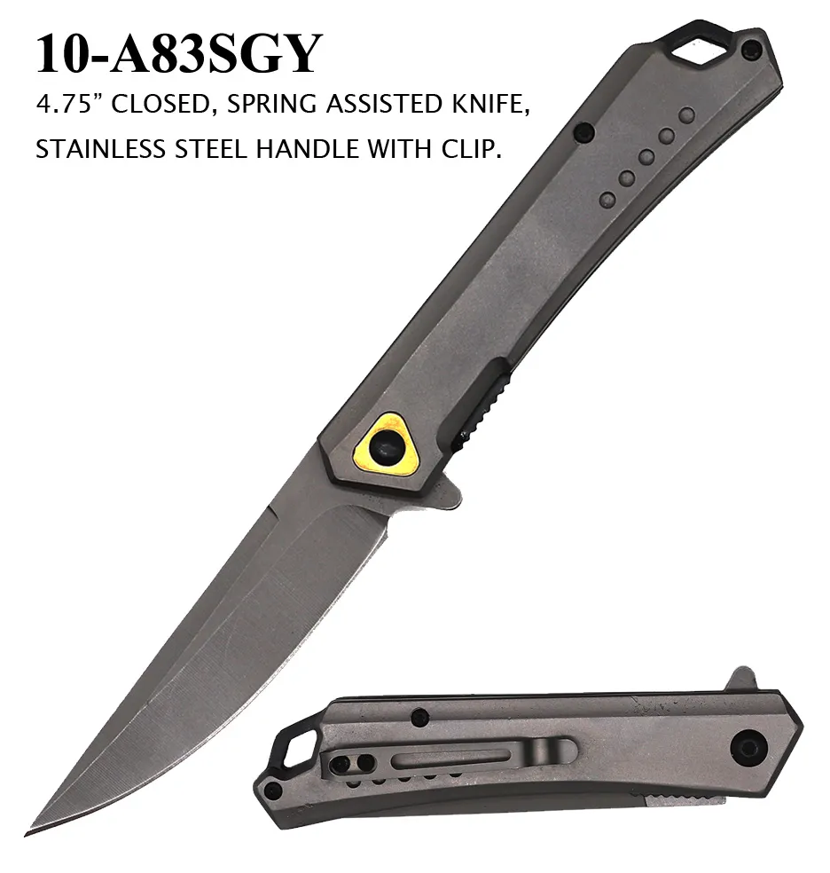 Pocket Knife 3-1/2" Ti-Grey Blade Stainless Handle