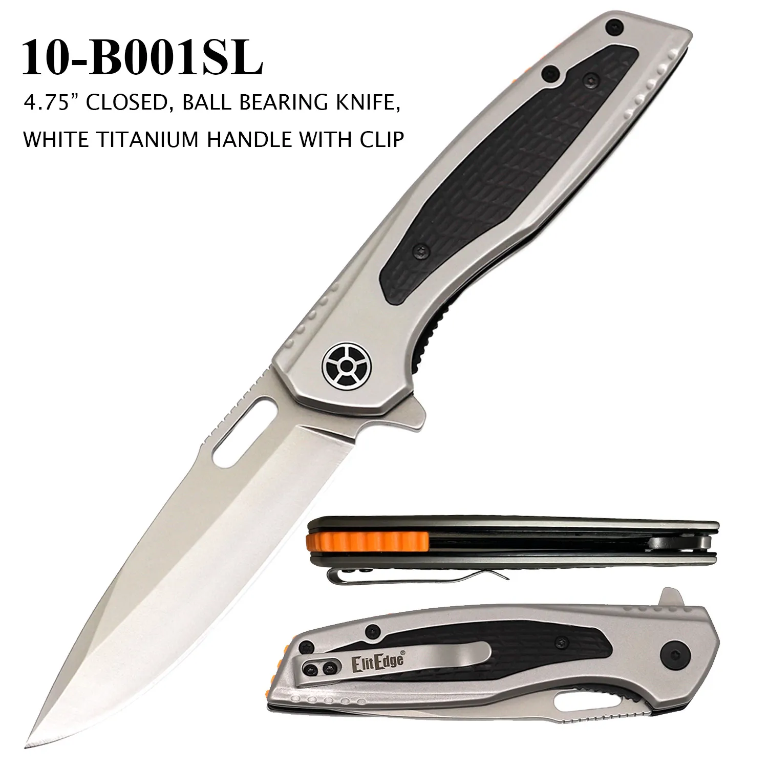 Pocket Knife 3-3/4" Stainless St Ebony Black w/ Bearing