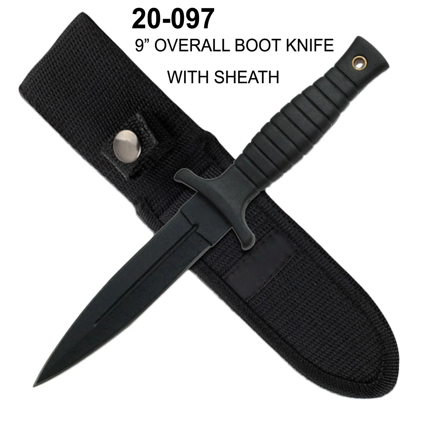 Hunting Boot Knife 4" Blade w/ Sheath Black