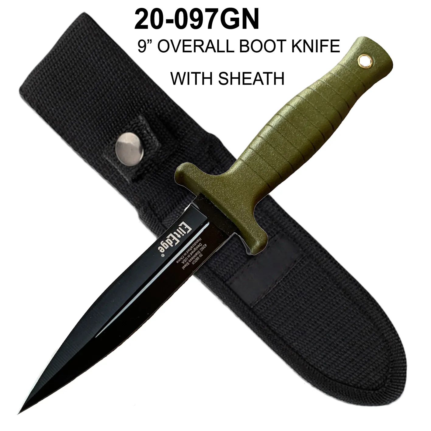Hunting Boot Knife 4" Blade w/ Sheath Green