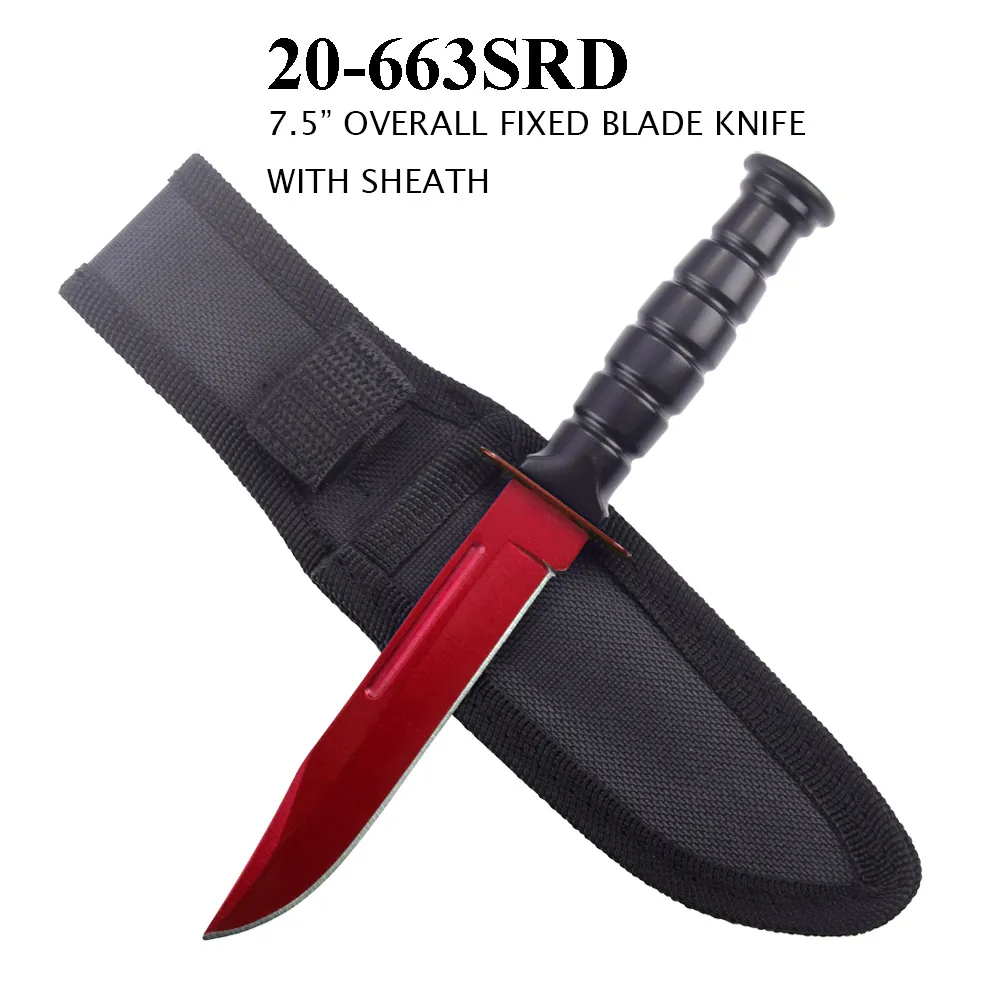 Hunting Knife 4" Blade Red w/ Sheath