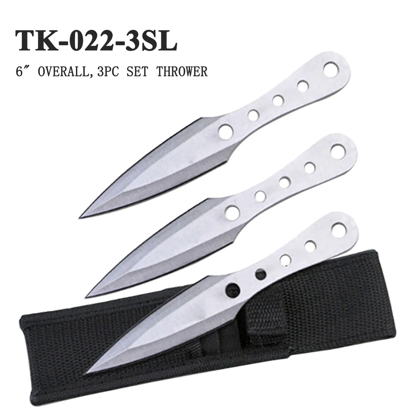 Throwing Knife 3pc Set 6" Silver w/ Sheath