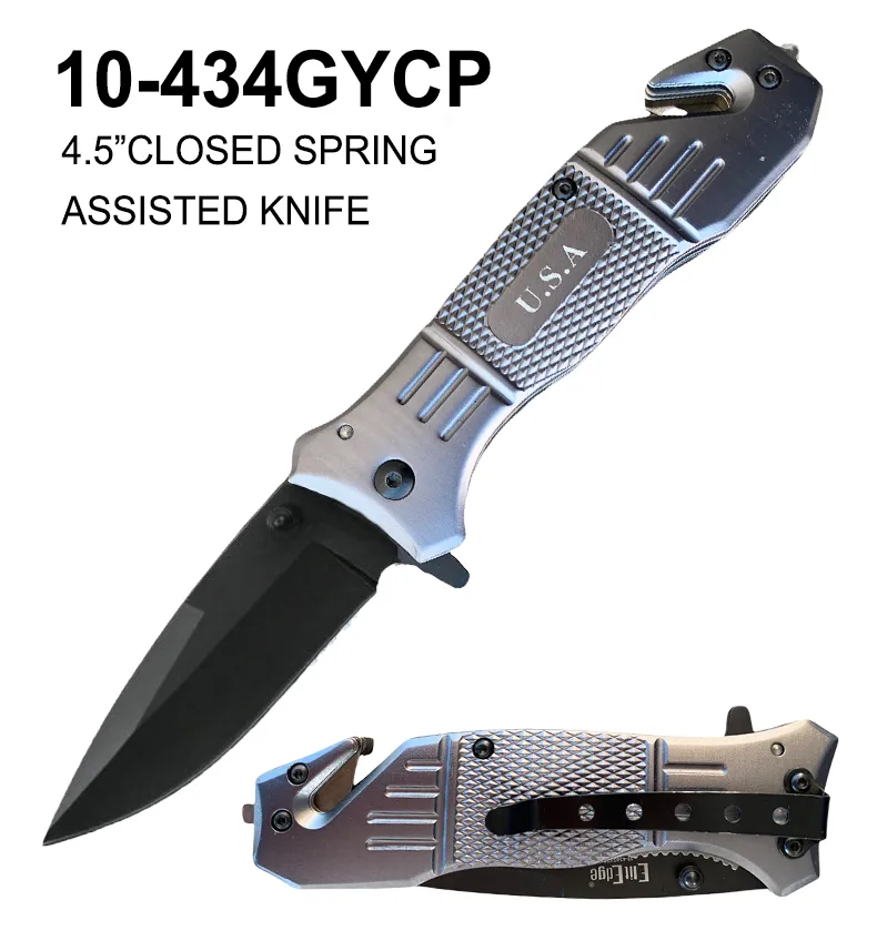 Pocket Knife Spring 3-1/4" Blade Silver USA