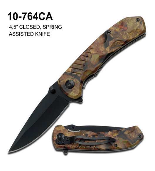 Pocket Knife Spring 3-1/4" Blade Brown CAMO