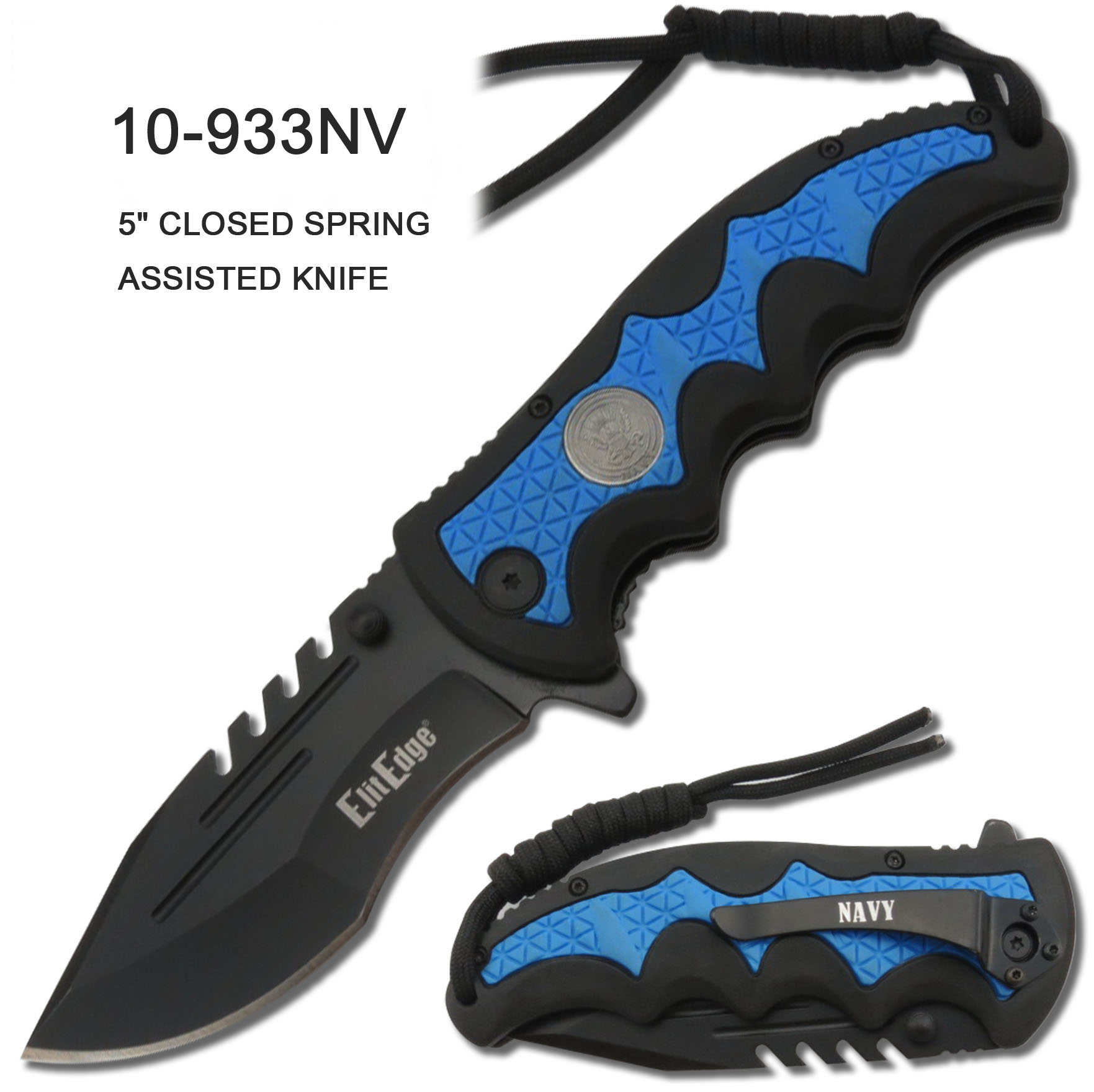 Pocket Knife 3-1/2" HD Navy Rubber Handle Blue
