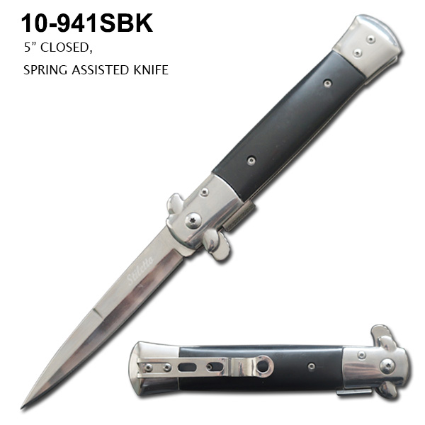 Pocket Knife 3-3/4" Spring Assist Slim Elit Edge Black