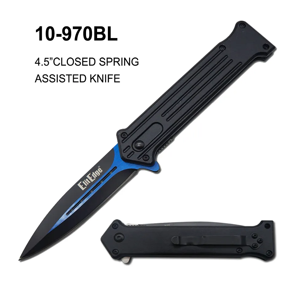 Pocket Knife 3-1/2" Spring Assist Blade Blue