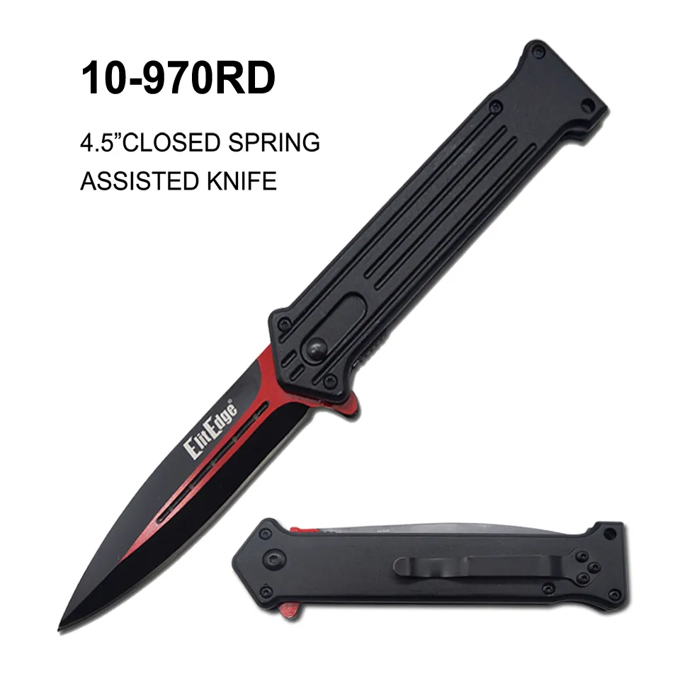 Pocket Knife 3-1/2" Spring Assist Blade Red