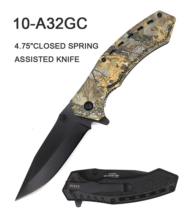 Pocket Knife 3-1/2" Blade Green Camo