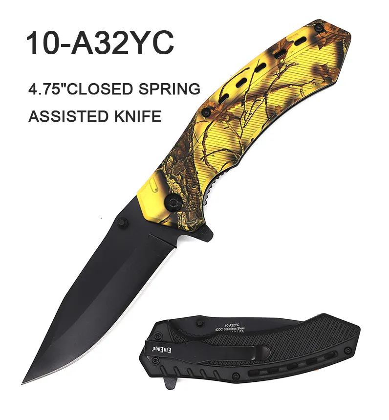 Pocket Knife 3-1/2" Blade Yellow Camo
