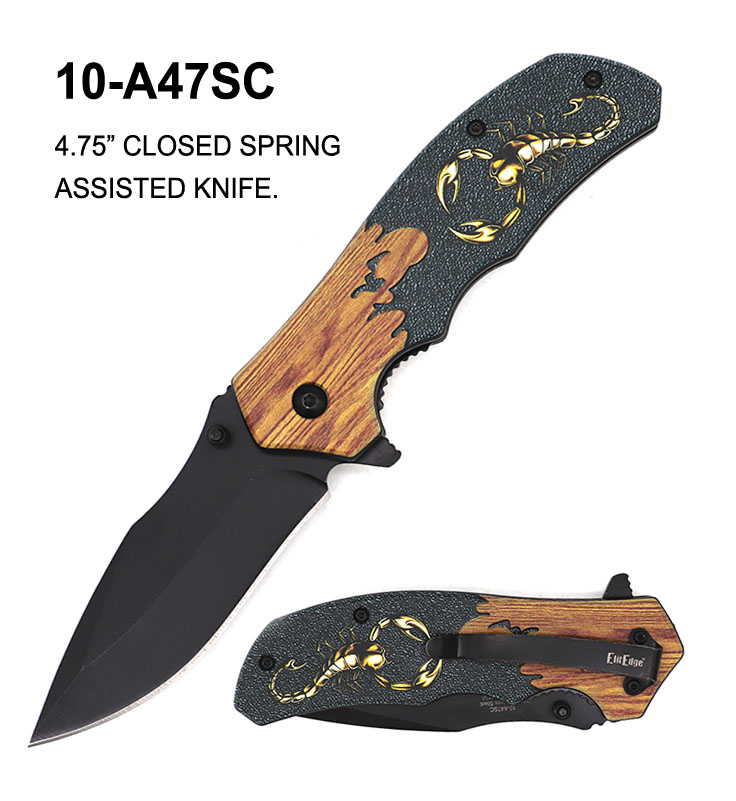 Pocket Knife 3-3/8" Spring Assist Elit Edge Scorpion