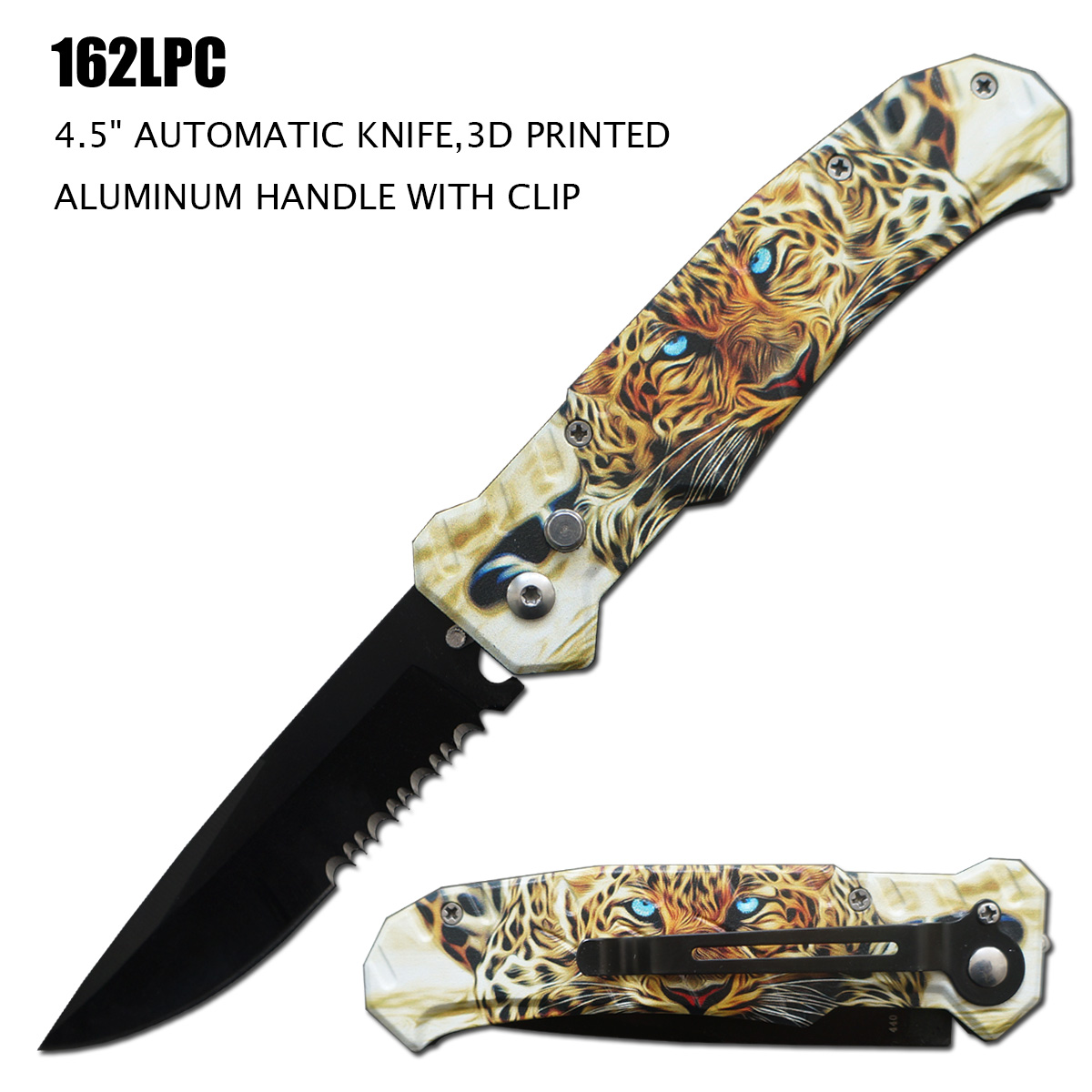 Pocket Knife 3-1/2" Blade Printed Jaguar Handle
