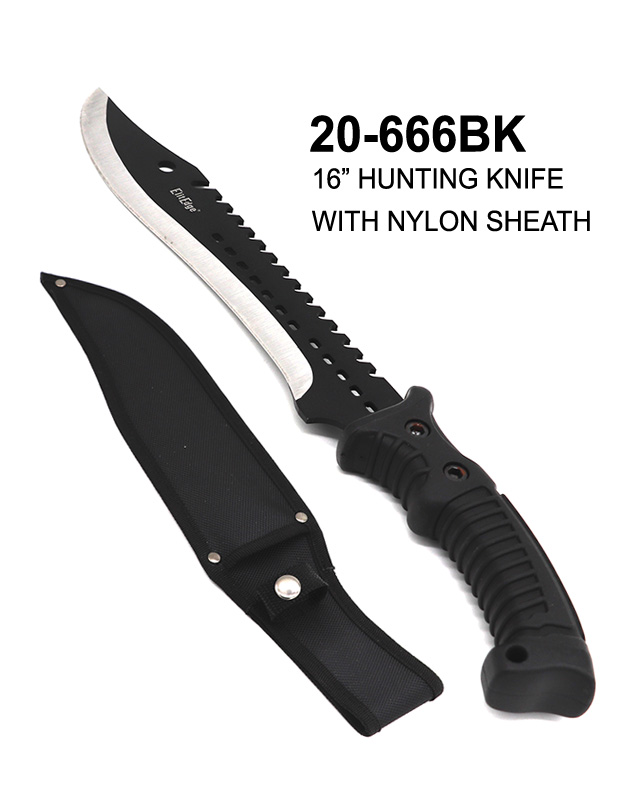 Hunting Knife 11" Blade Black Rubber Handle w/ Sheath