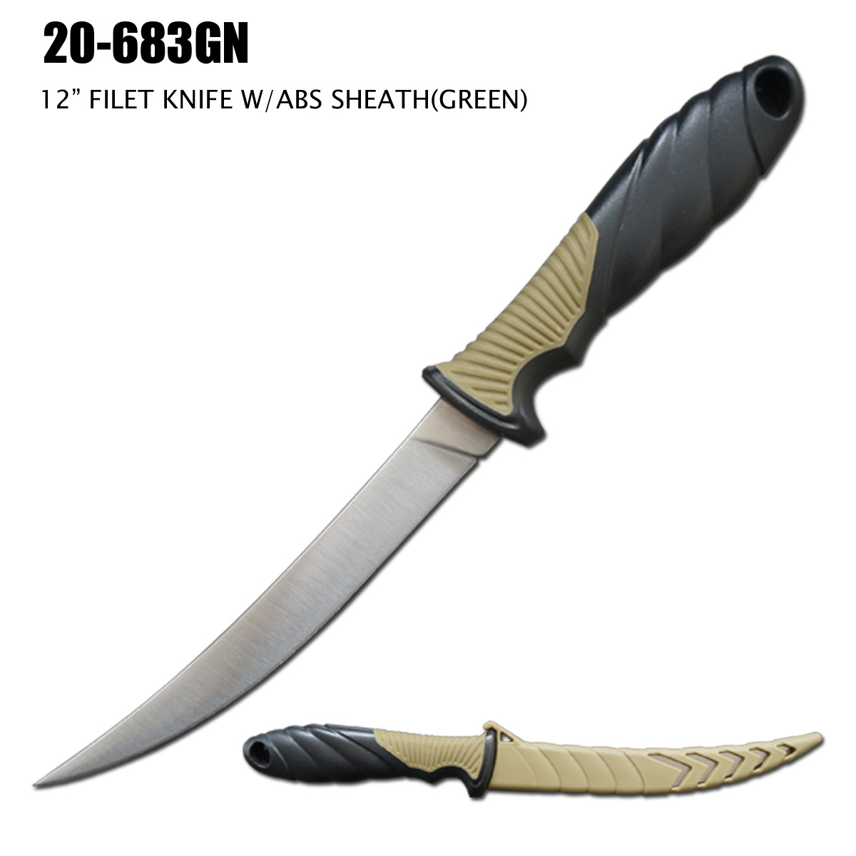 Fillet Knife 7" w/ Sheath Green