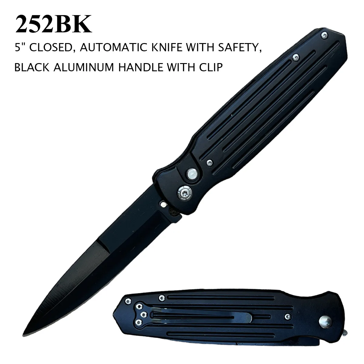 Pocket Knife 4" Blade w/ Aluminum Handle Black