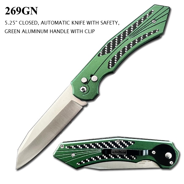 Pocket Knife 4-1/4" SS Blade w/ Aluminum Handle Green