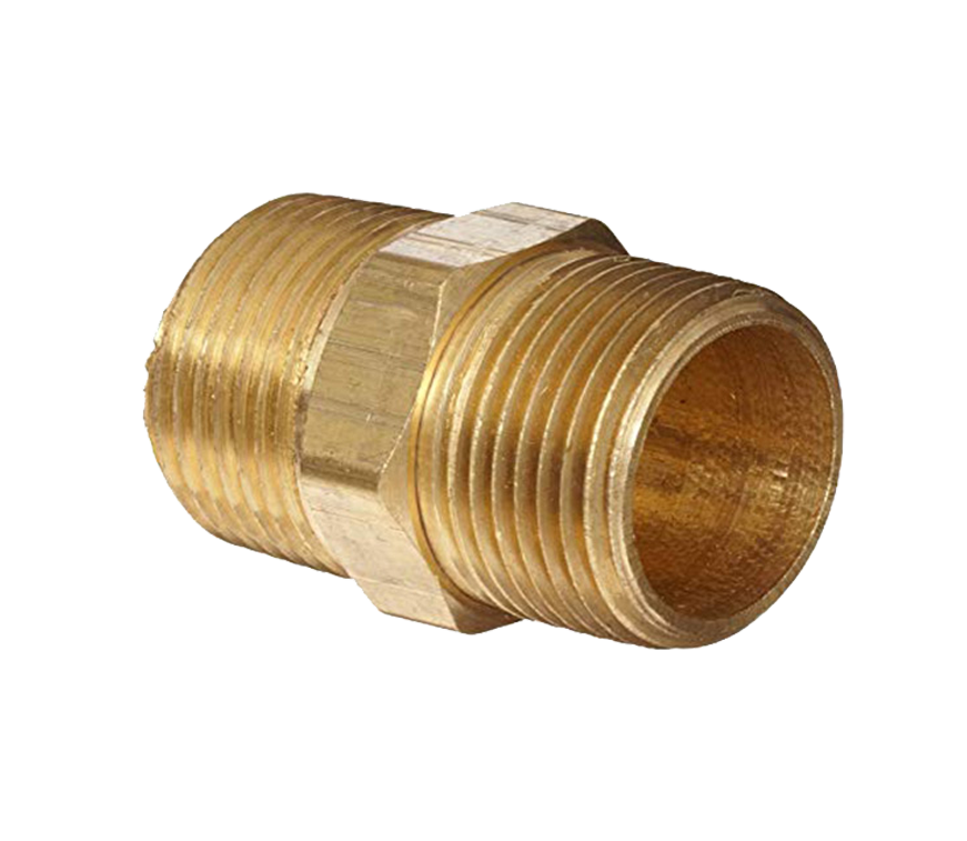 Short Hex Brass Nipple
