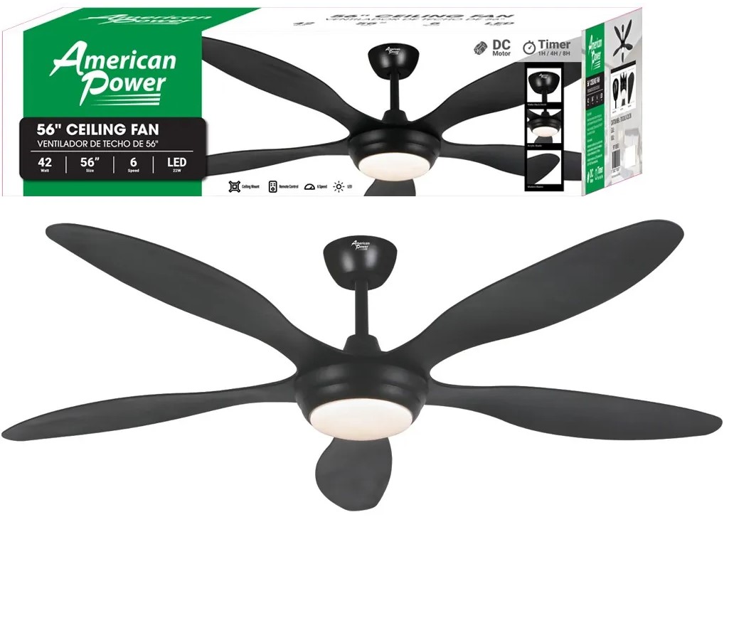 Black Ceiling Fan 56" with Light