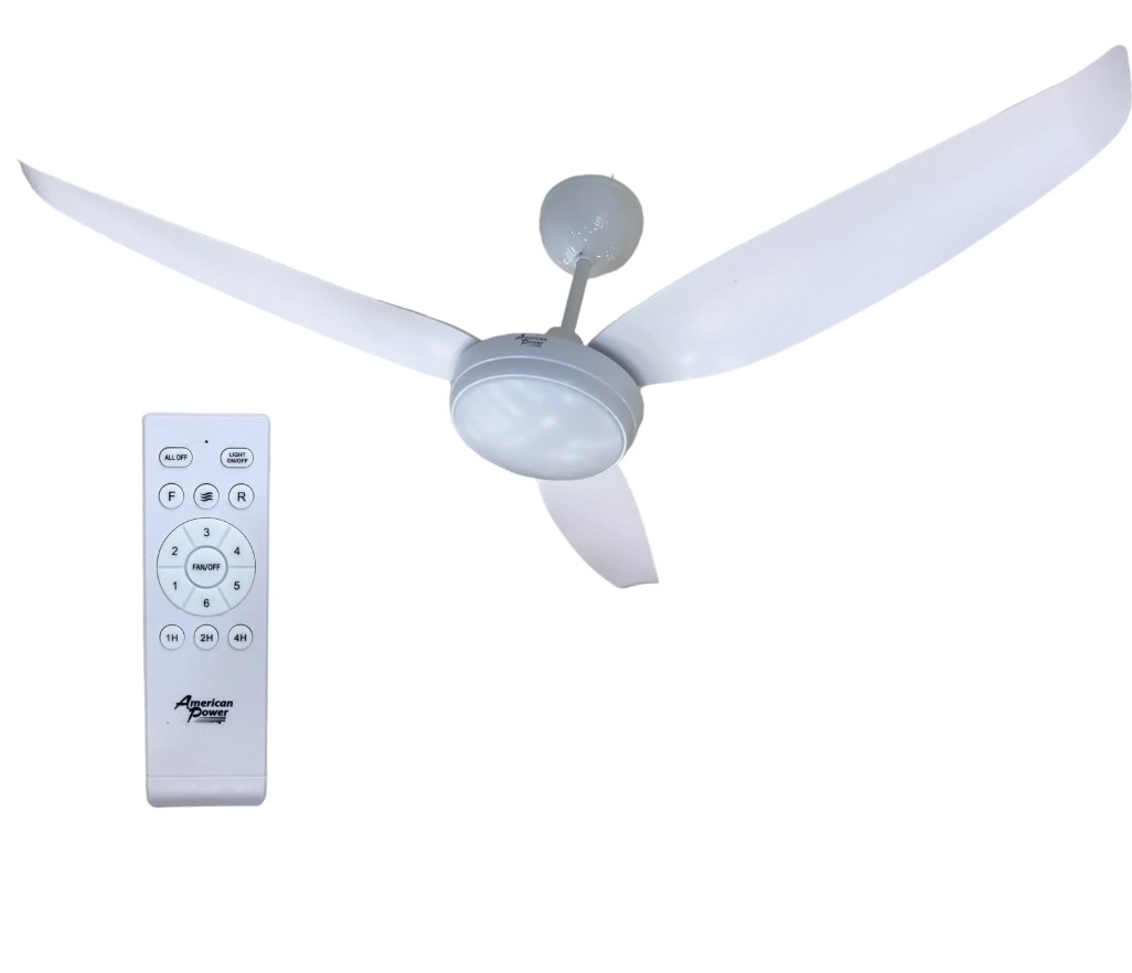 White Industrial Fan with Light 56"