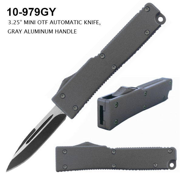 Mini OTF Automatic Pocket Knife 3.25" Gray