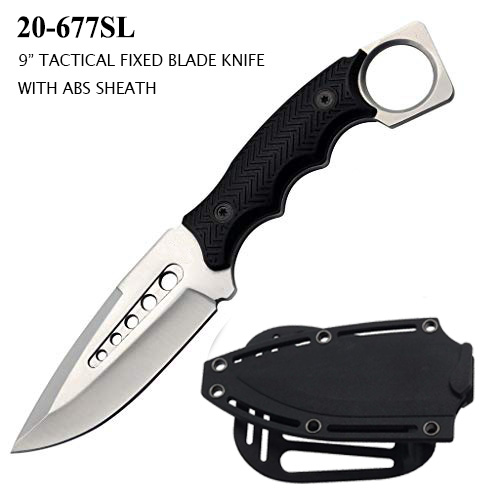 Fixed Blade Cleaver Knife 4" Silver w/ ABS Sheath
