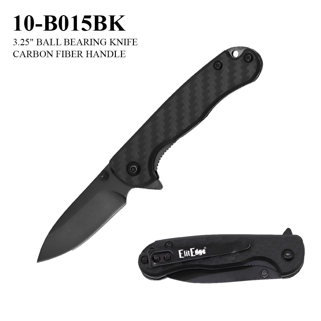 Pocket Knife 3.25" Ball Bearing Carbon Fiber Black