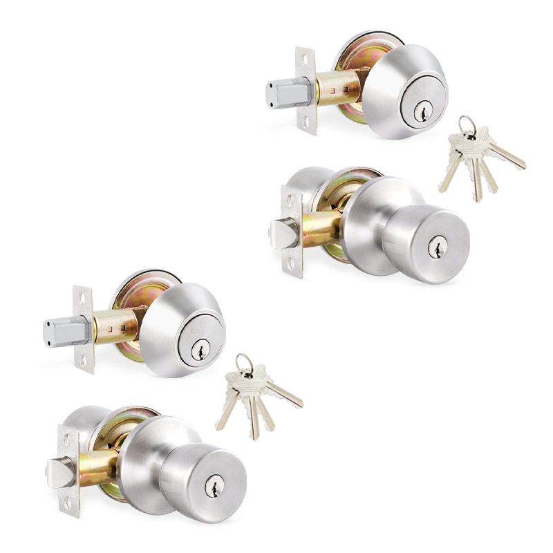 Combo Lockset Tulip Door Knob Stainless Steel 2pk