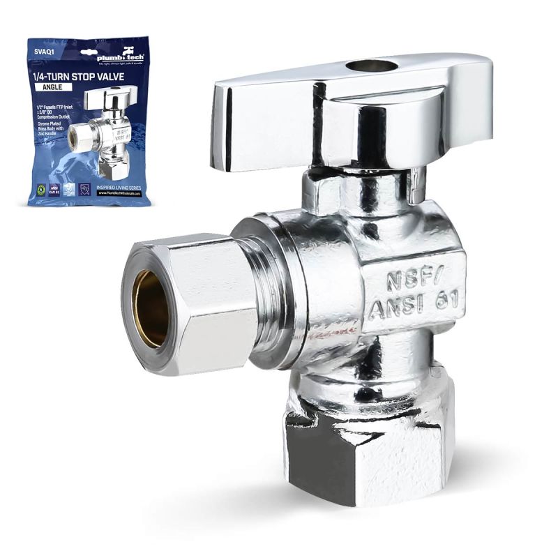 Angle 1/4 Turn Stop Valve – 1/2" FPT x 3/8"