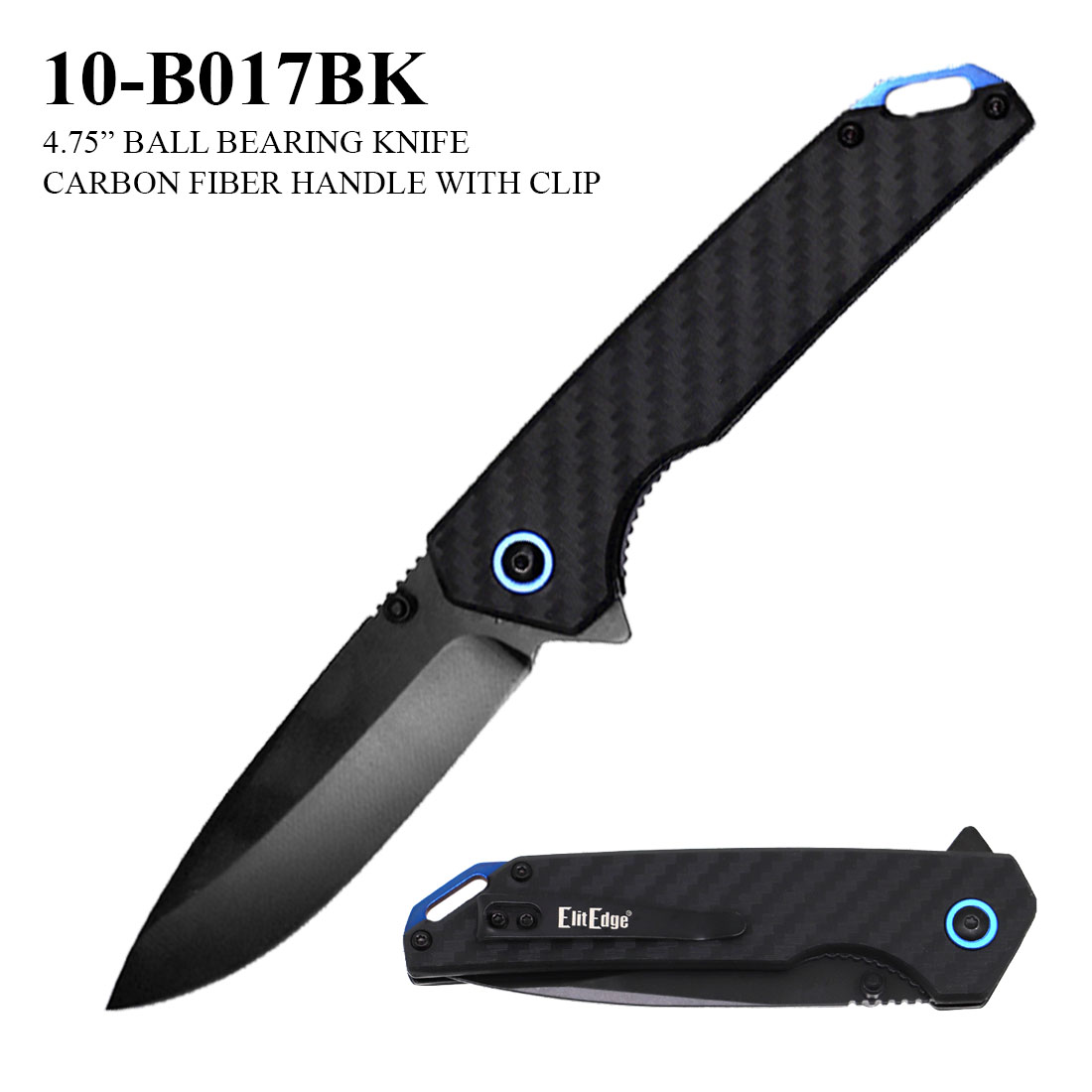 Pocket Knife 4.75" Ball Bearing Carbon Fiber Blue/Black