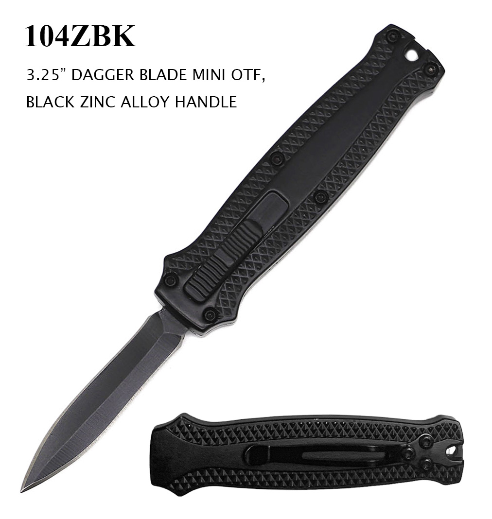 Pocket Knife 3-1/4" OTF Mini Dagger Black