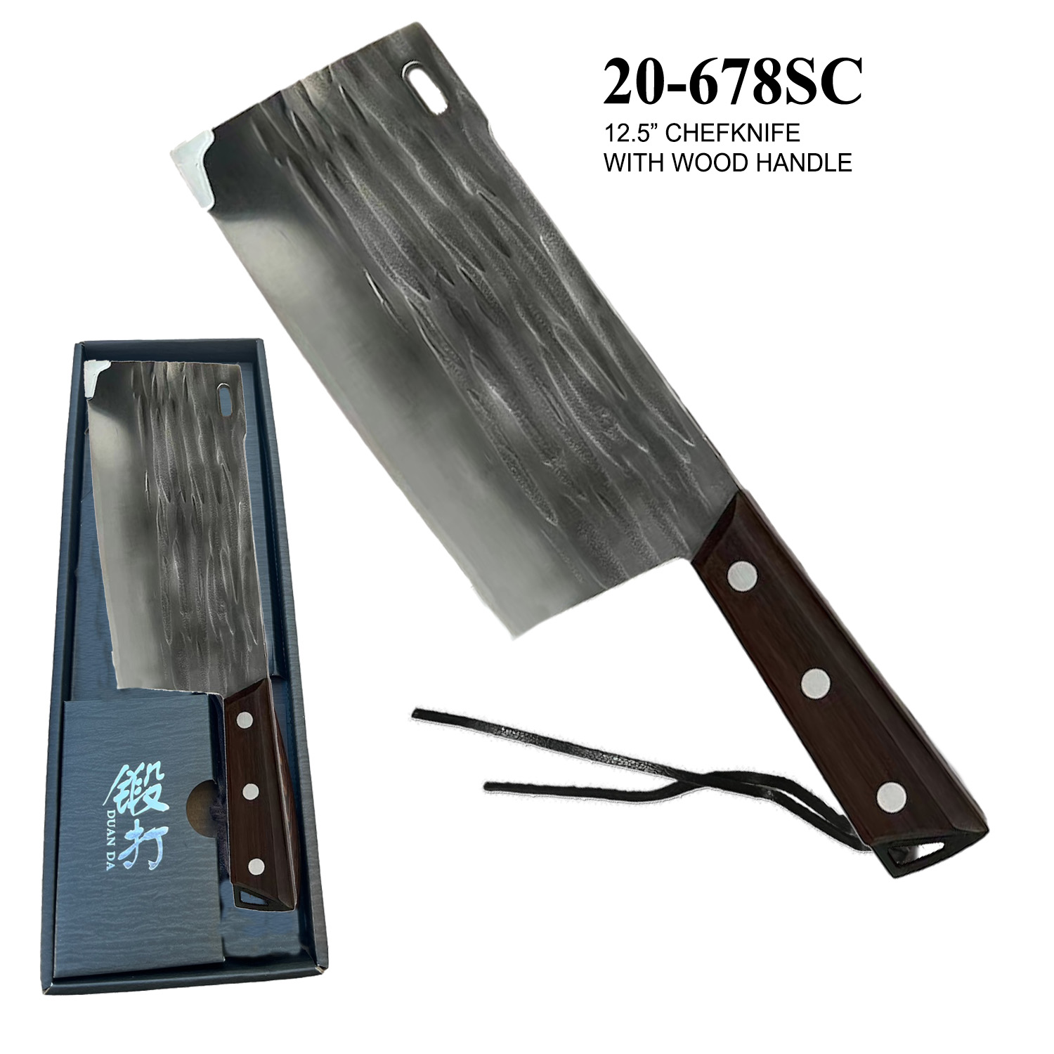 Chef Butcher Cleaver Knife 7-3/4" Square Blade Carbon Steel