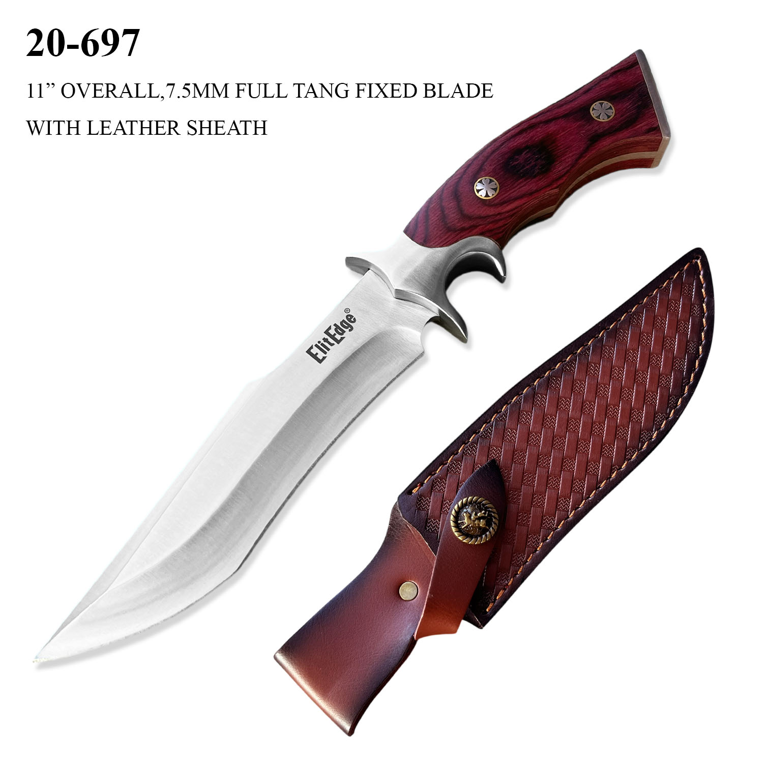 Hunting Knife 6" Blade w/ Genuine Leather Sheath