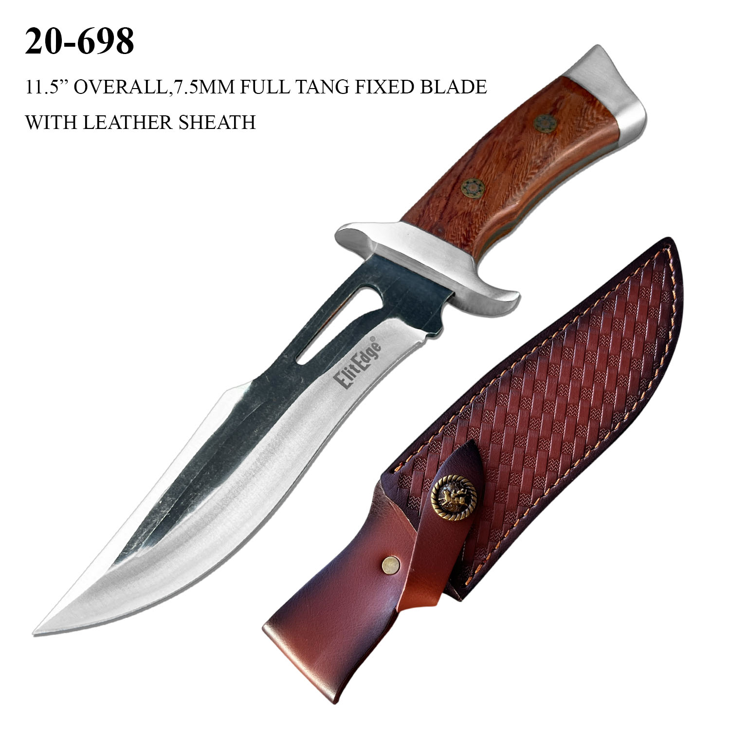 Hunting Knife 6-1/4" Blade w/ Genuine Leather Sheath